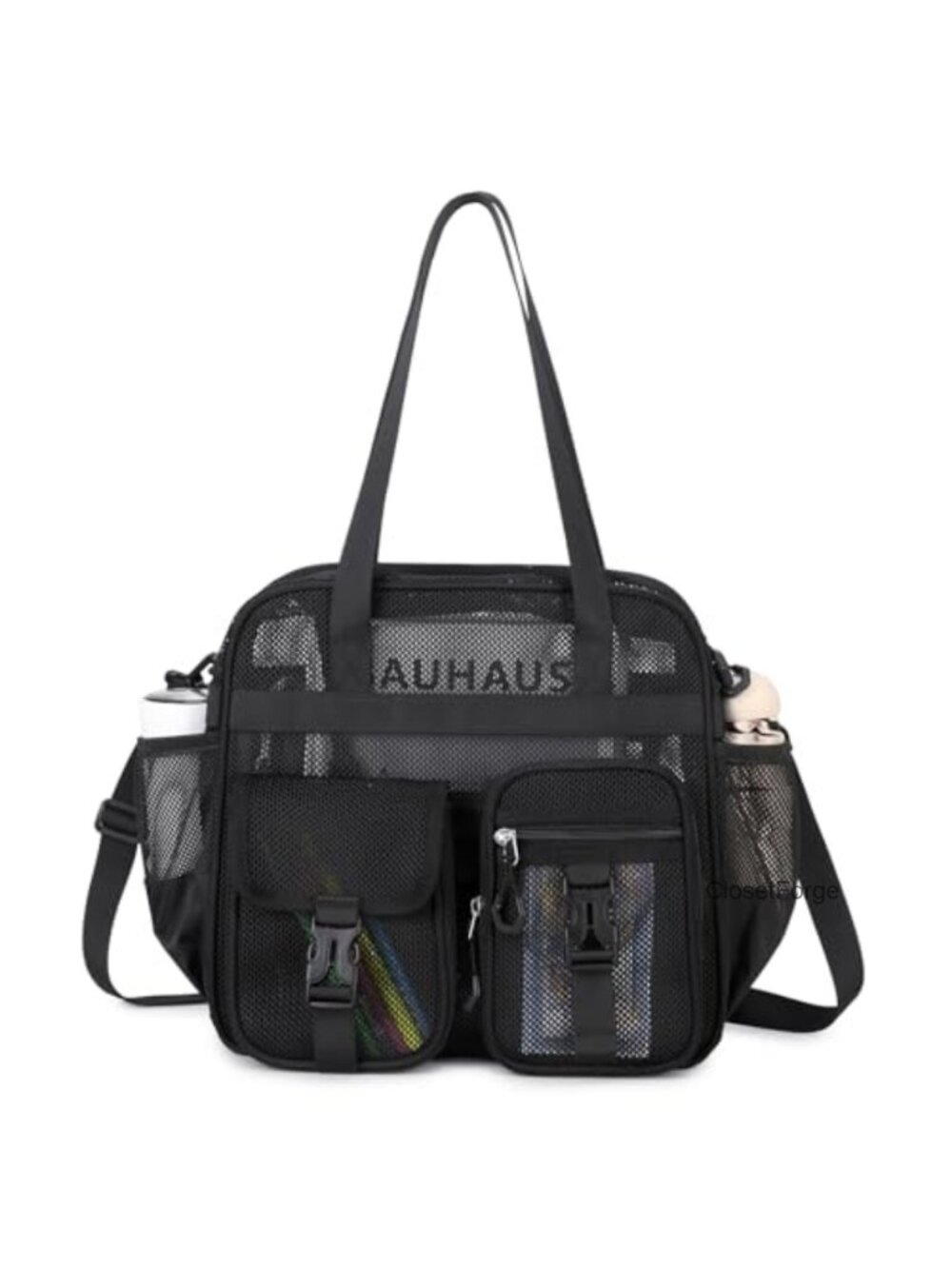 Mesh Beach Tote Stadium Approved Carry-all with Detachable Strap Clear Bag